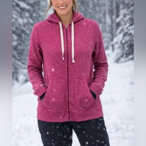 J.Crew Factory Zip Up Hoodie Women’s Large Pink Heathered EUC